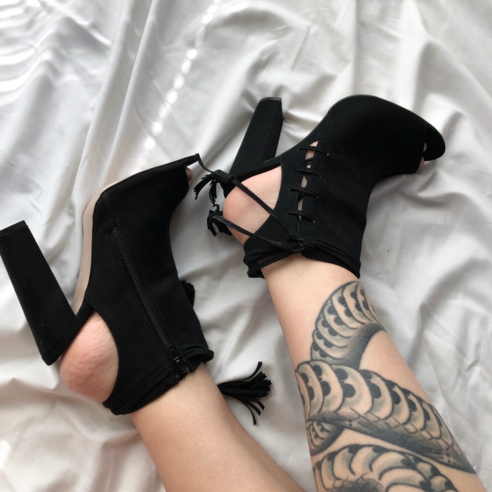 ASOS Faux Suede Open Toed Ankle Booties NWOT